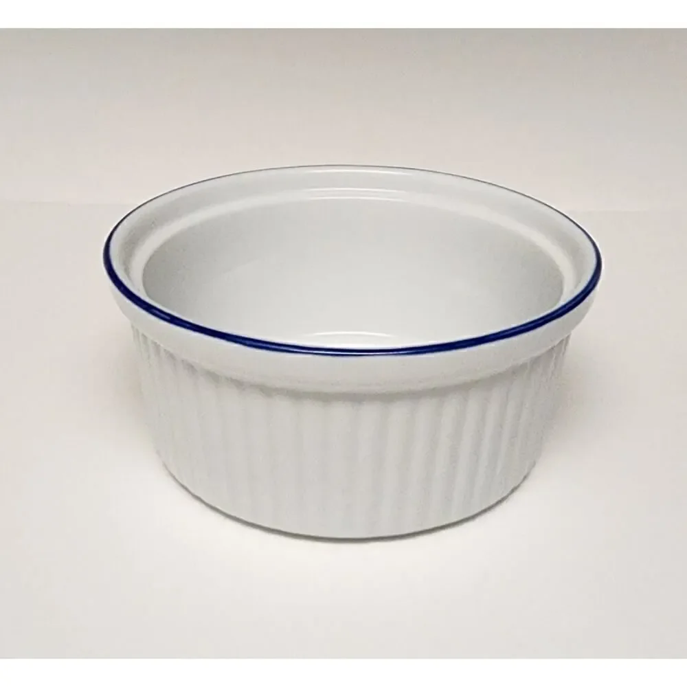 BIA Blanc De Table/Corningware Vintage Casserole Dish W/ Cobalt Blue Trim 9PCS